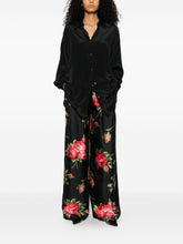 Dolce & Gabbana Floral Silk Wide-Leg Trousers Black