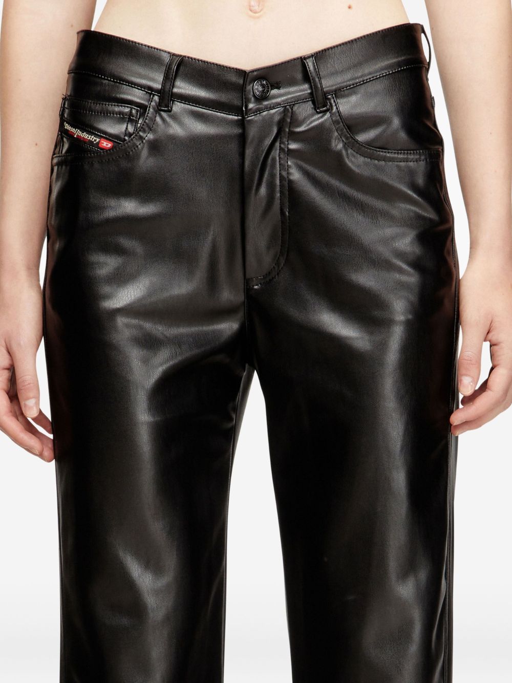 Diesel Faux Leather Slim Trousers Black