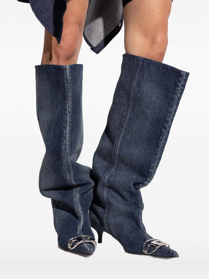 Diesel Venus Denim Slouchy Boots Blue