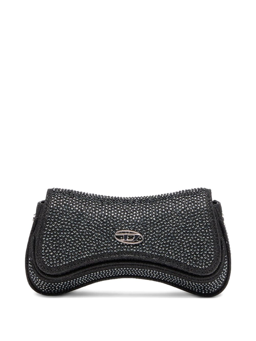Diesel Play Crystal Denim Clutch Black