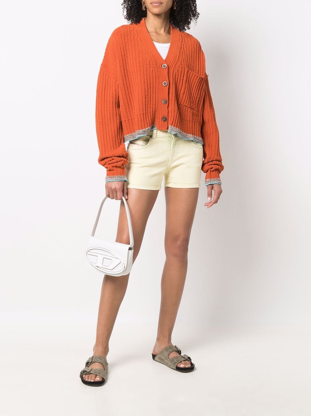 Diesel 1DR Leather Shoulder Bag White