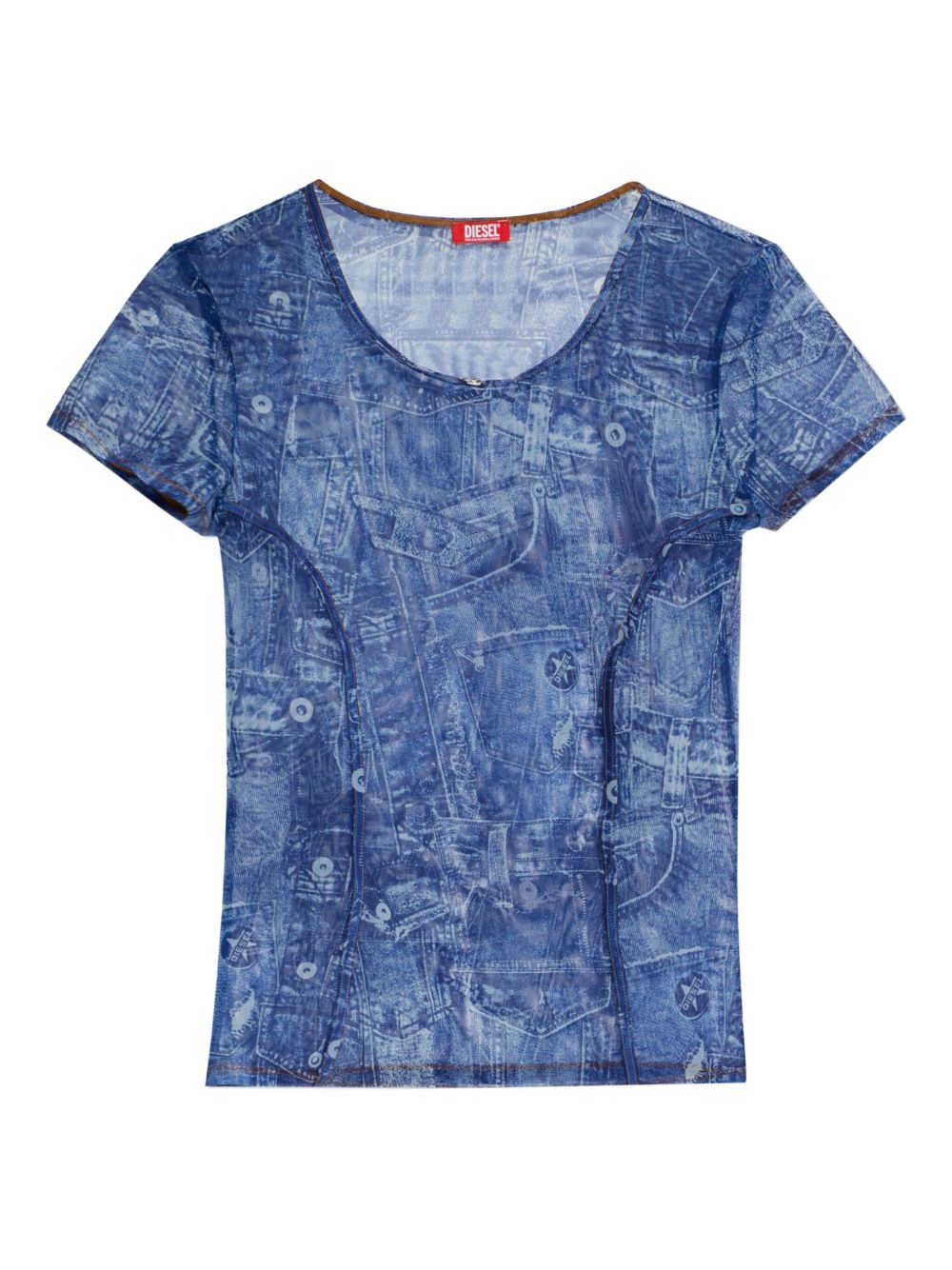 Diesel Denim Print Short Sleeve T-shirt Blue
