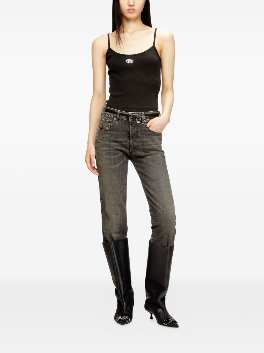 Diesel Logo Cotton Tank Top Black