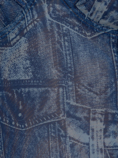 Diesel Printed Bodysuit With Cutouts Blue