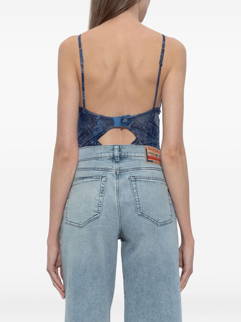 Diesel Printed Bodysuit With Cutouts Blue