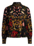 Alice + Olivia Floral Mock Neck Shirt Black