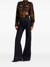 Alice + Olivia Floral Mock Neck Shirt Black