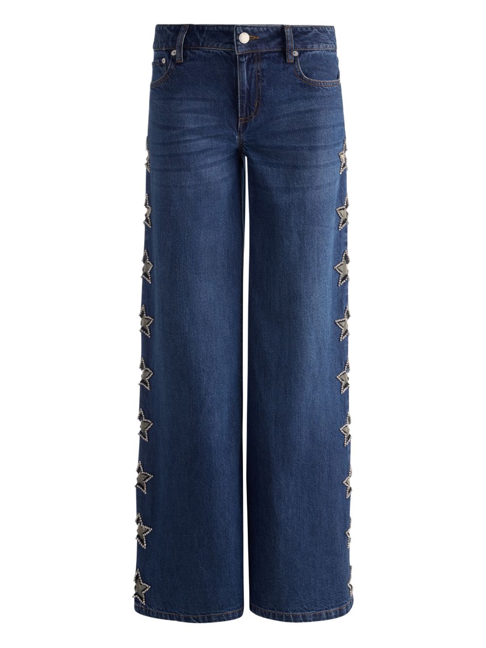 Alice + Olivia Embellished Baggy Jeans Blue