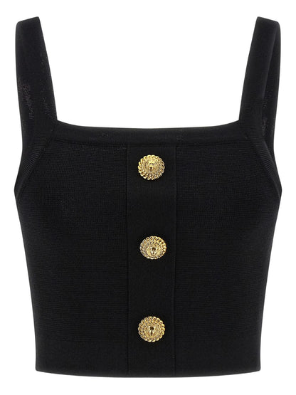 Balmain Three Button Bralette Top Black