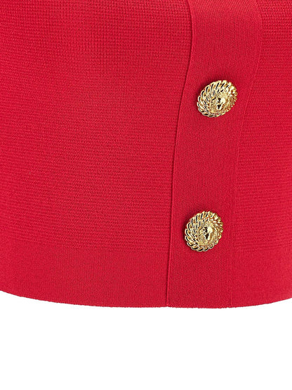 Balmain Square Neck Brassiere Top Fuchsia
