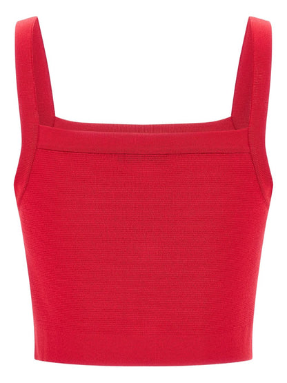 Balmain Square Neck Brassiere Top Fuchsia