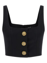Balmain Cropped Wool Bralette Top Black
