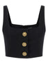 Balmain Cropped Wool Bralette Top Black