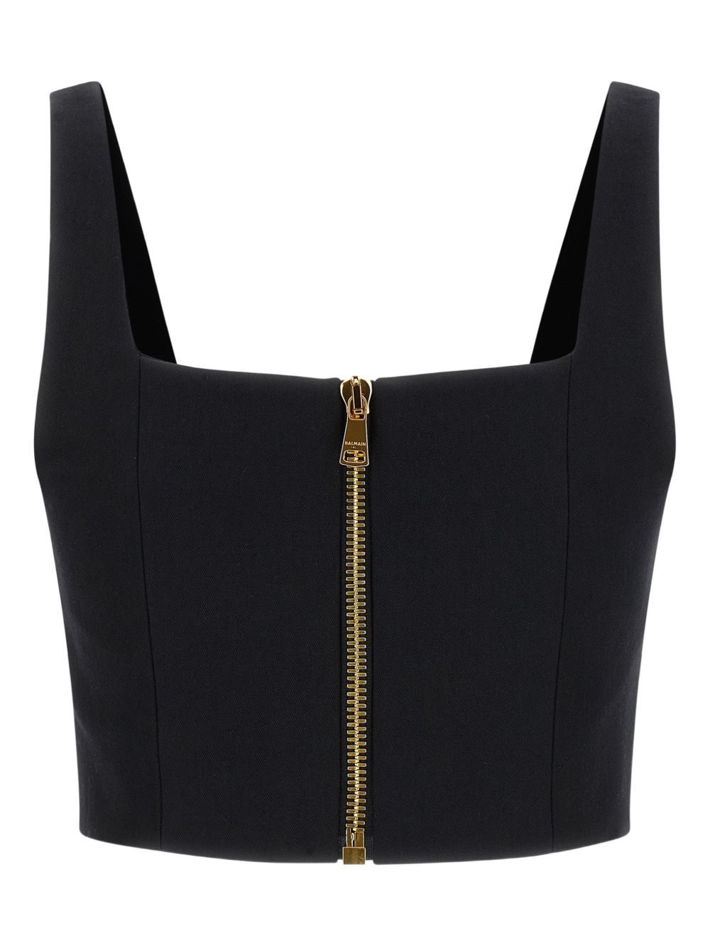 Balmain Cropped Wool Bralette Top Black