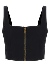 Balmain Cropped Wool Bralette Top Black