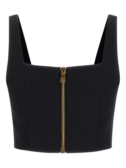 Balmain Cropped Wool Bralette Top Black