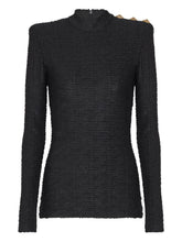 Balmain Monogram Boucle High-Neck Top Black