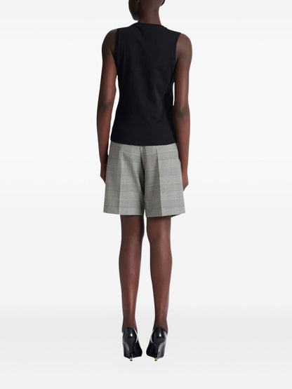 Balmain Logo Brush Print Cotton Top Black
