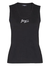 Balmain Logo Brush Print Cotton Top Black