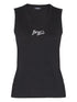 Balmain Logo Brush Print Cotton Top Black