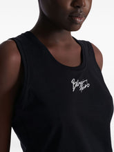 Balmain Logo Brush Print Cotton Top Black