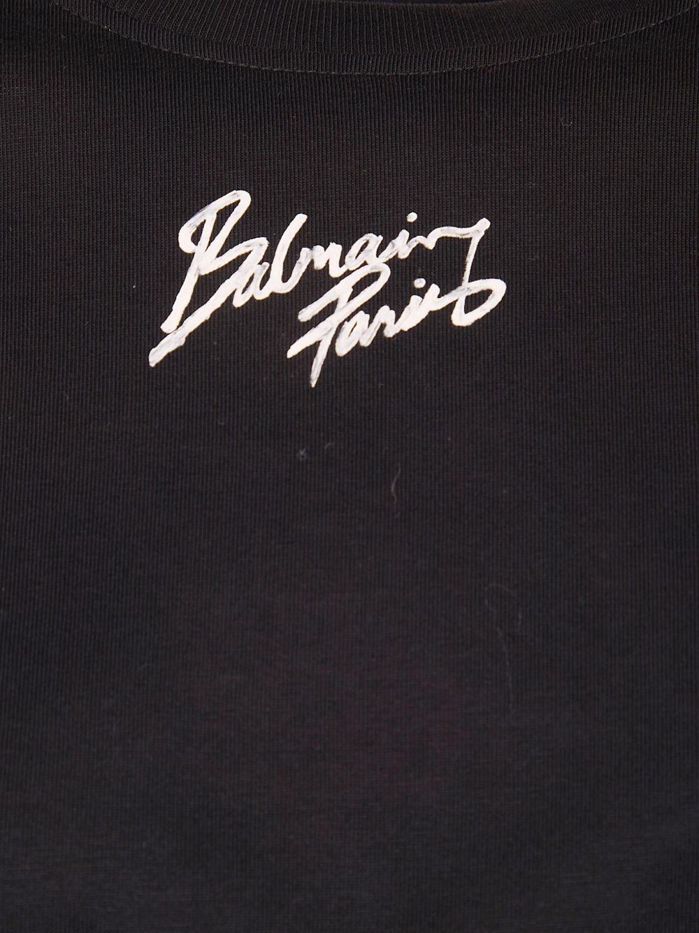 Balmain Logo Cropped Cotton T-Shirt Black