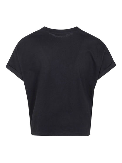 Balmain Logo Cropped Cotton T-Shirt Black