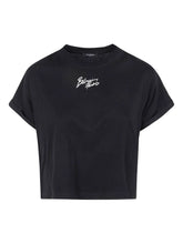 Balmain Logo Cropped Cotton T-Shirt Black