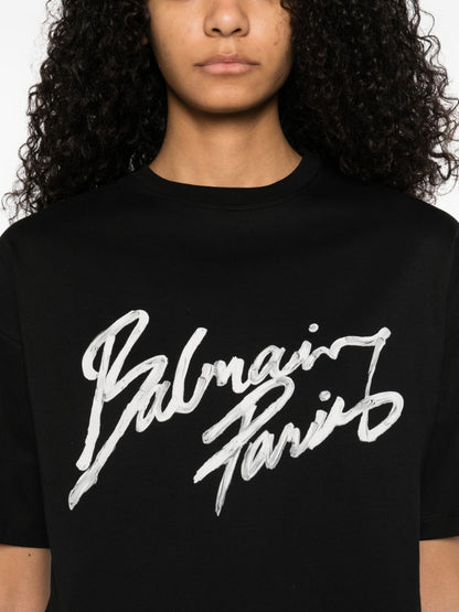Balmain Logo Cotton T-shirt Black