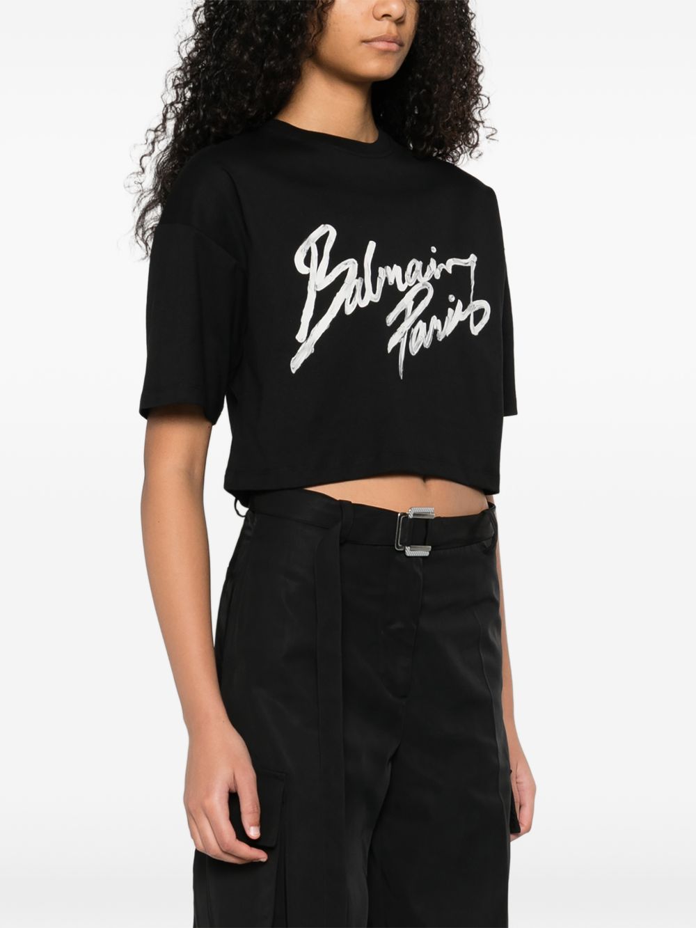 Balmain Logo Cotton T-shirt Black
