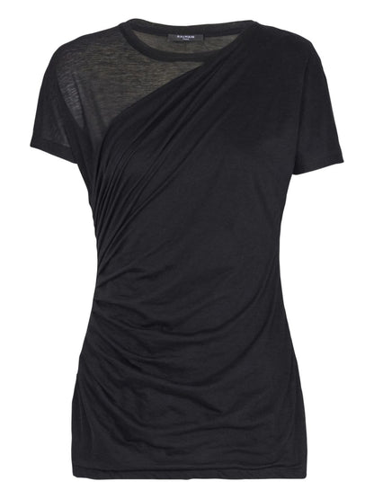 Balmain Cotton Crewneck T-Shirt Black