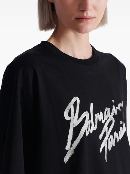 Balmain Logo Cotton T-Shirt Black