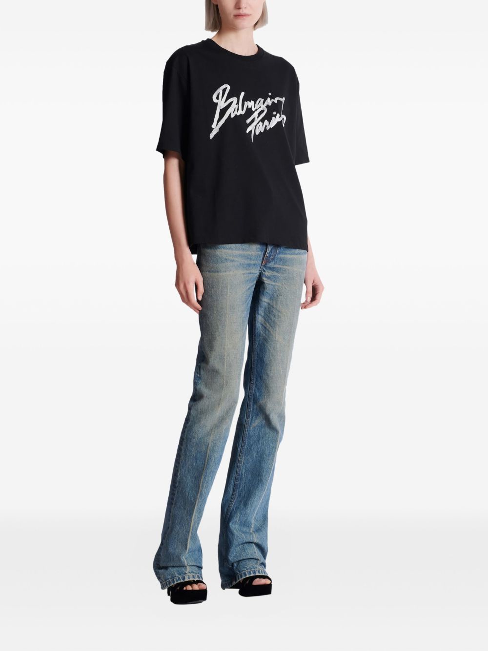 Balmain Logo Cotton T-Shirt Black