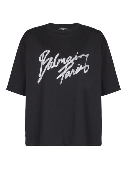 Balmain Logo Cotton T-Shirt Black