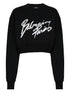 Balmain Logo Print Cropped Sweatshirt Black
