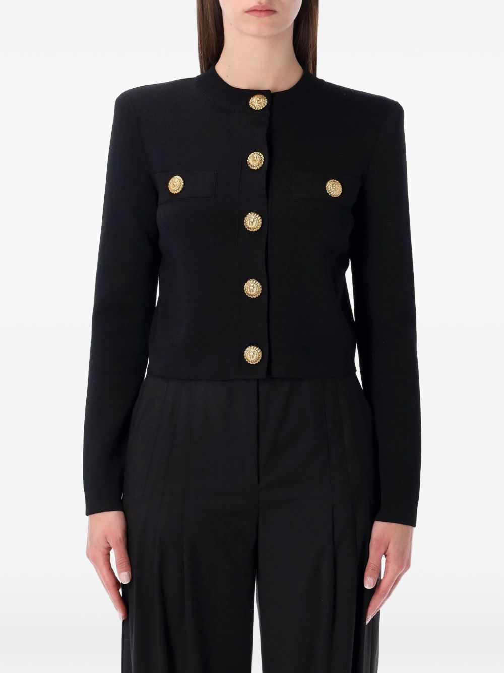 Balmain Buttoned Crewneck Cardigan Black black