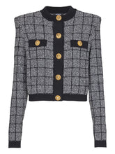 Balmain Tweed Cardigan Round Neck Black black