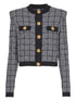 Balmain Tweed Cardigan Round Neck Black black