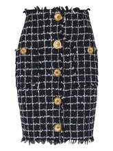 Balmain Tweed Midi Skirt Black