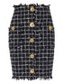 Balmain Tweed Midi Skirt Black