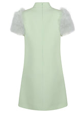 Valentino Feathered Wool and Silk Dress Green