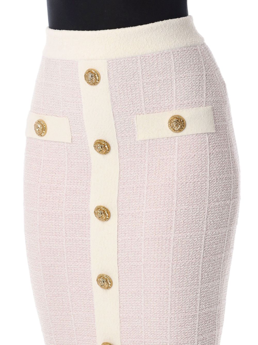 Balmain Tweed Long Skirt Pink Pink