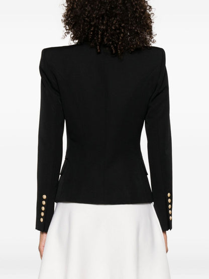 Balmain Double-Breasted Wool Jacket Black black