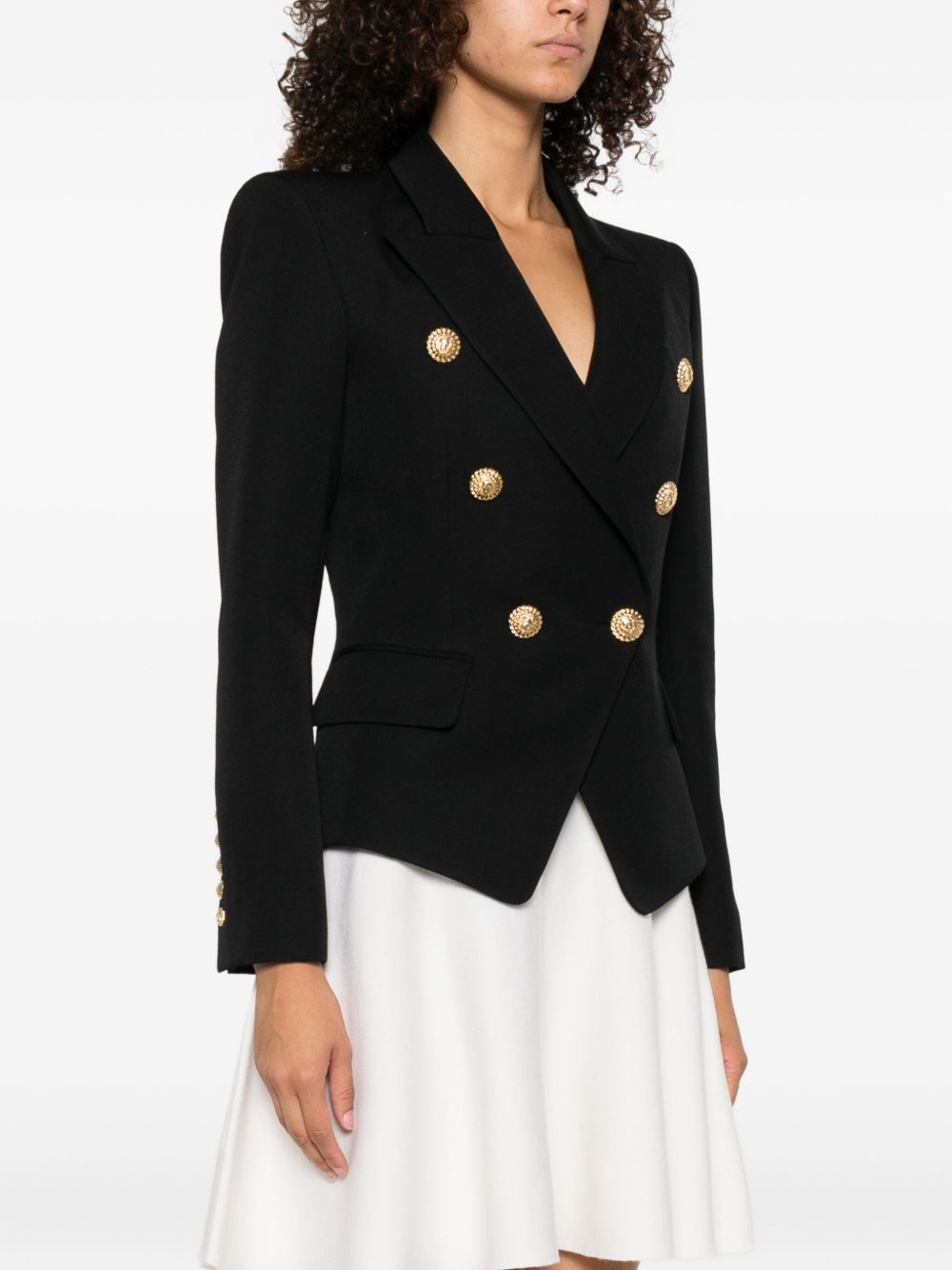 Balmain Double-Breasted Wool Jacket Black black