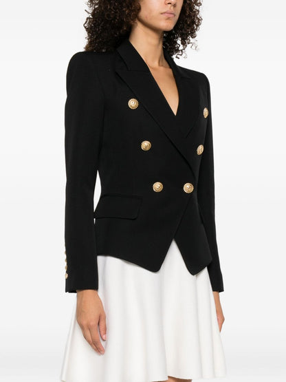 Balmain Double-Breasted Wool Jacket Black black