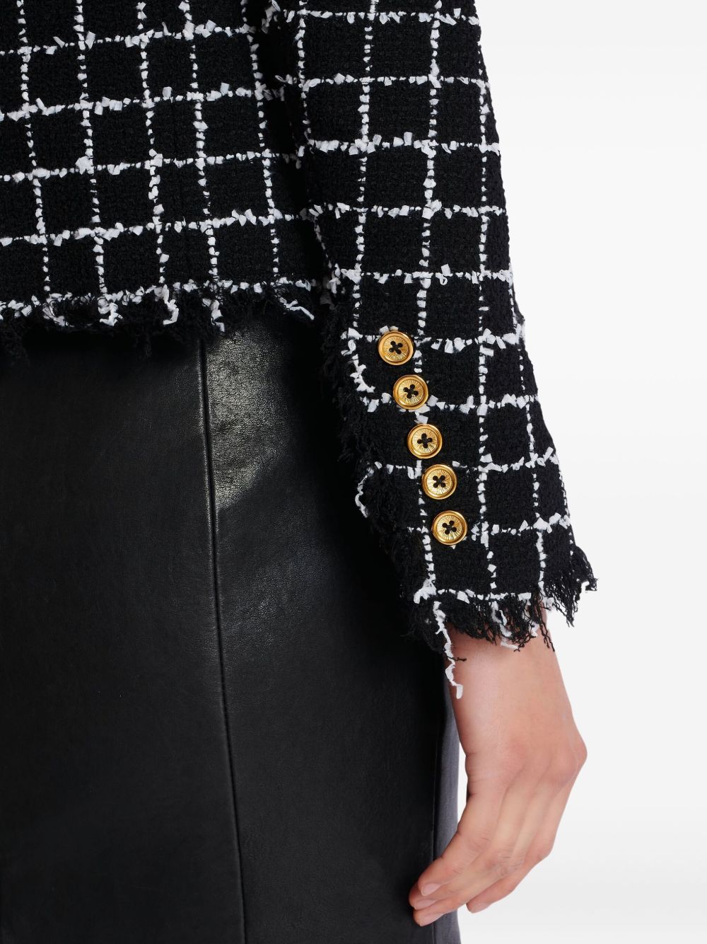 Balmain Double-Breasted Tweed Jacket Black black