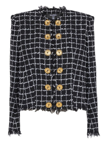 Balmain Double-Breasted Tweed Jacket Black black