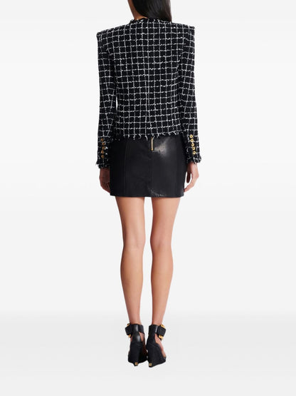 Balmain Double-Breasted Tweed Jacket Black black