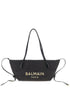 Balmain Track Small Raffia Tote Black