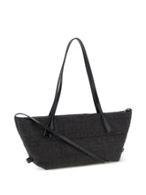 Balmain Track Small Raffia Tote Black